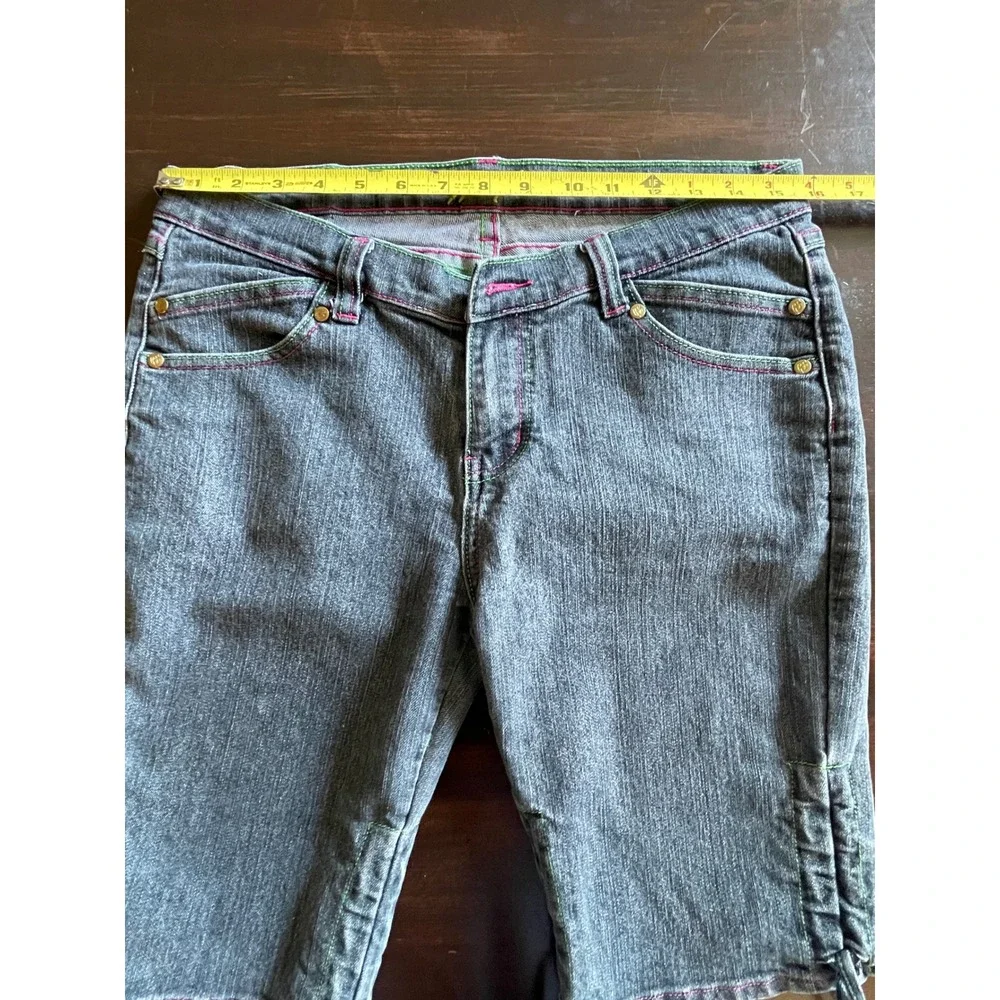 Ruff Ryders Y2K Womens Denim Long Shorts Side Tie Contrast Stitch Size 7/8‎ READ